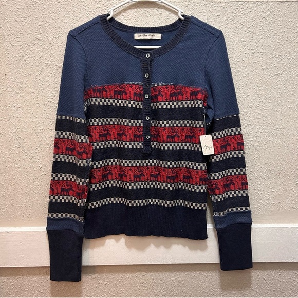 Free People We The Free To the Woods Knit Holiday Christmas Top NWT - Picture 4 of 14